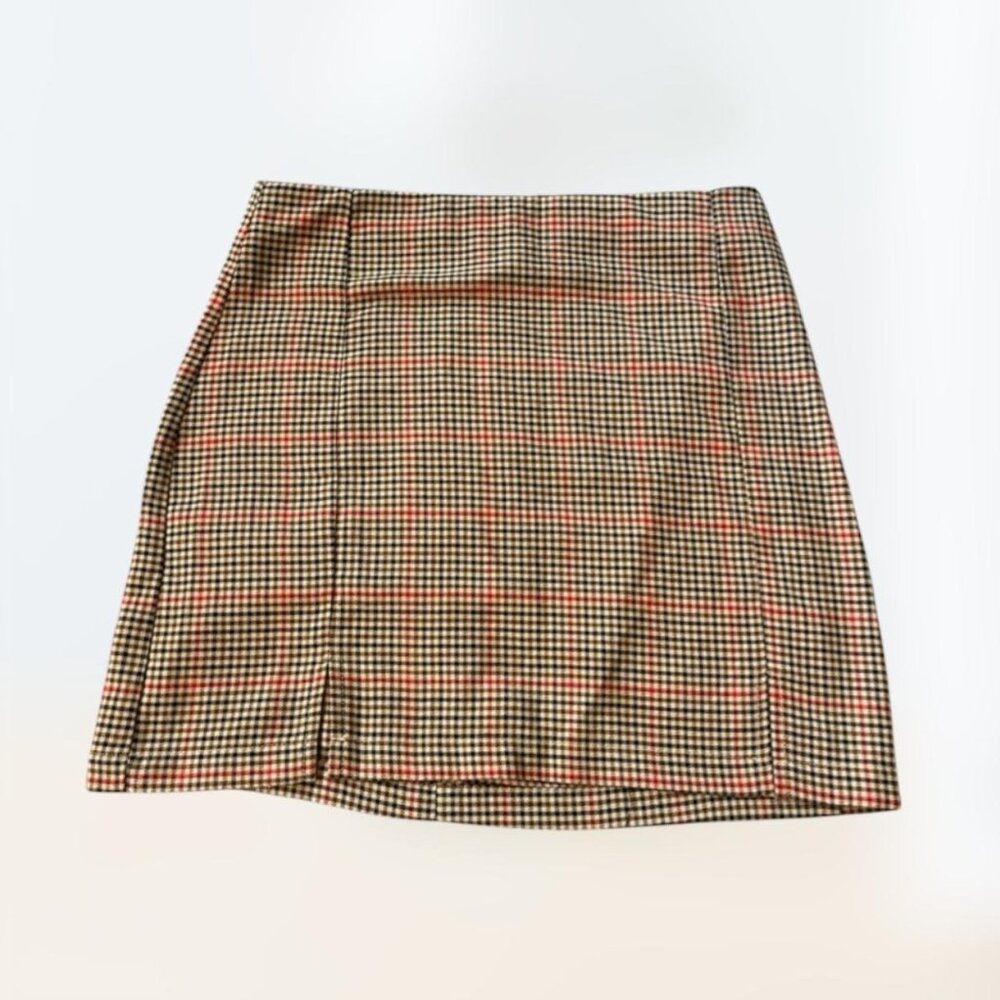 Preppy Professional Sky and Sparrow Plaid Mini Office Skirt Women's Size M
